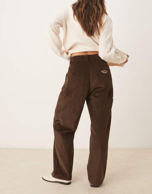 House of Sunny cord straight leg pants in tobacco brown