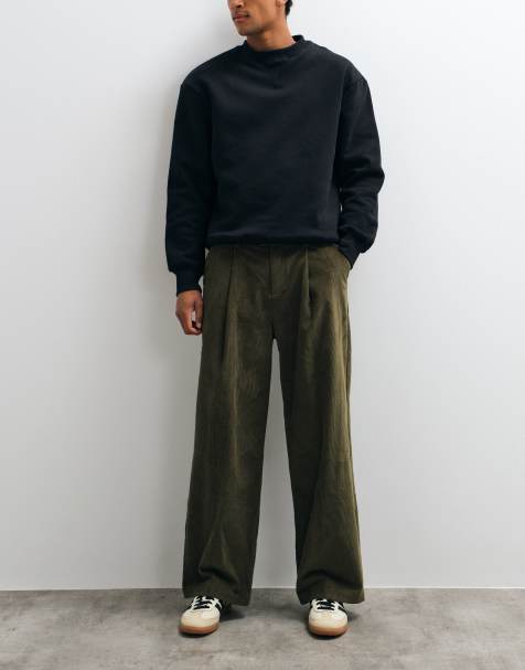 House of Sunny cord wide leg trouser in olive green - view 1
