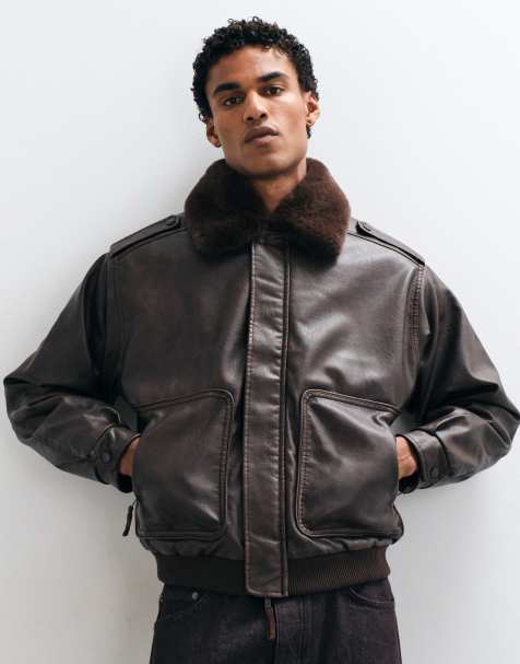 House of Sunny cruise flight jacket with detachable collar in brown - view 1
