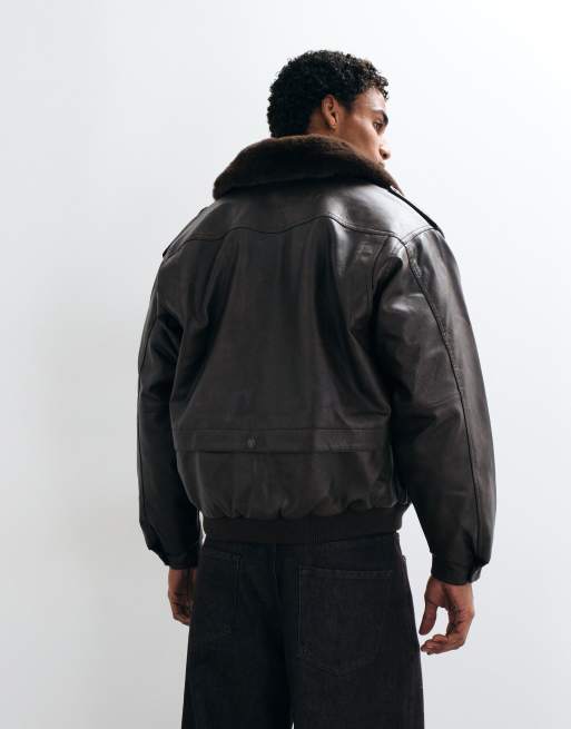 House of Sunny cruise flight jacket with detachable collar in brown, 5 of 5