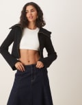 [House of Sunny] House of Sunny double collar zip through cardigan in onyx-Black 12 Onyx