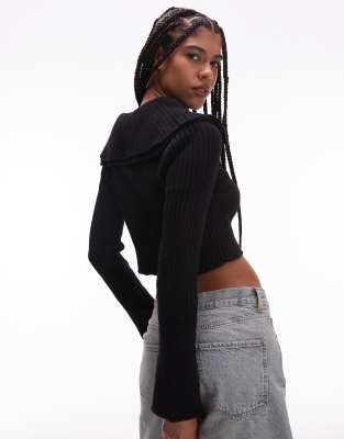 House Of Sunny Double Collar Zip Up Cardigan