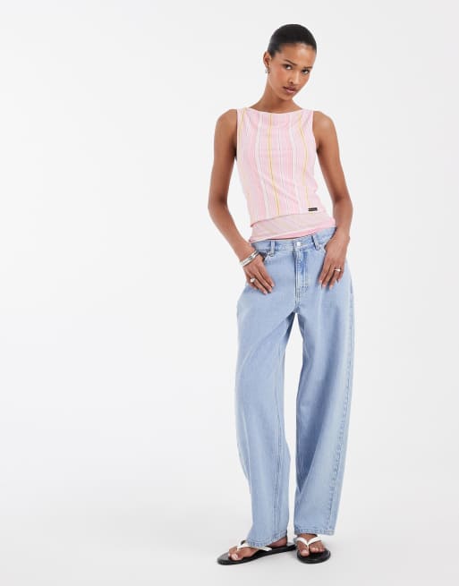 House of Sunny double layer mesh top in yellow pink stripe, 3 of 5