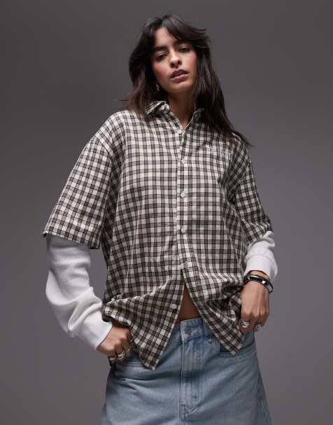 House of Sunny double layered check shirt in multi - view 1
