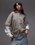 [House of Sunny] House of Sunny double layered check shirt in multi 3XL MULTI
