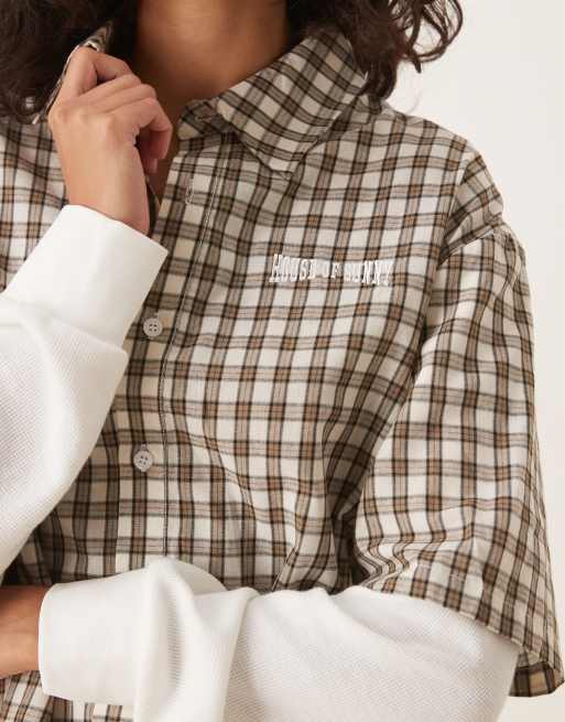 House of Sunny double layered check shirt in multi, 3 of 4