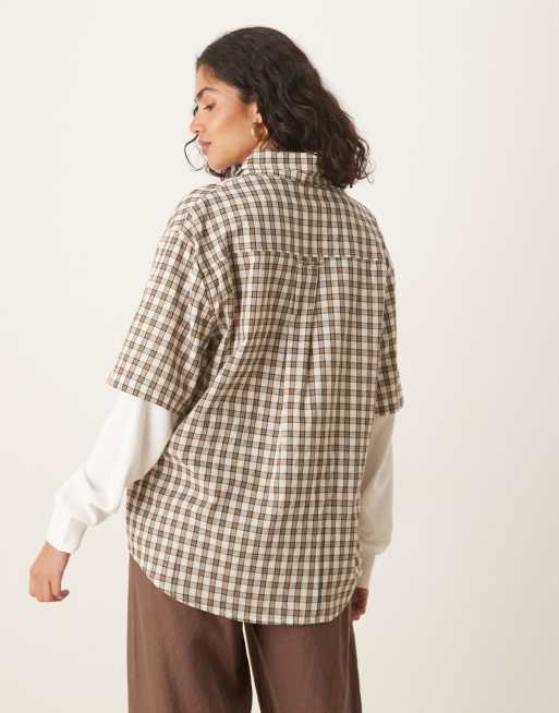 House of Sunny double layered check shirt in multi, 4 of 4