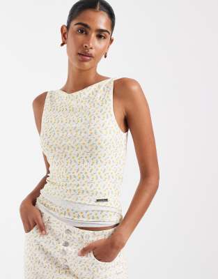 House Of Sunny Double Layer Buttercup Mesh Vest Butter In Neutral