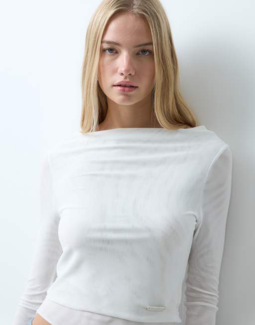 House of Sunny double layered mesh top in vintage white, 1 of 4