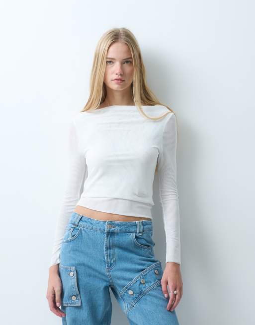 House of Sunny double layered mesh top in vintage white, 2 of 4
