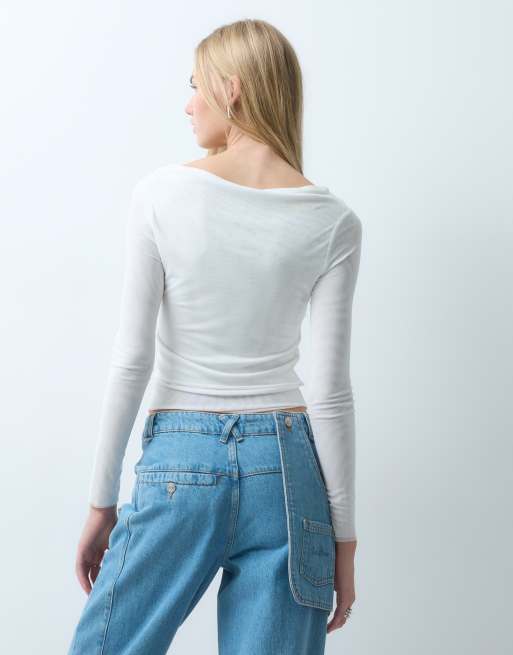 House of Sunny double layered mesh top in vintage white, 4 of 4