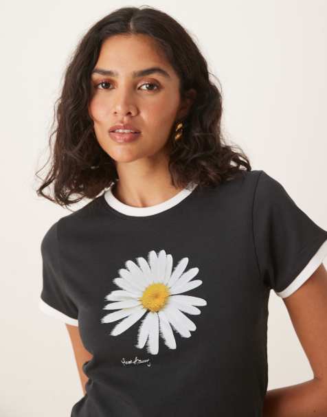 House of Sunny Exclusive sunflower motif baby t-shirt in black