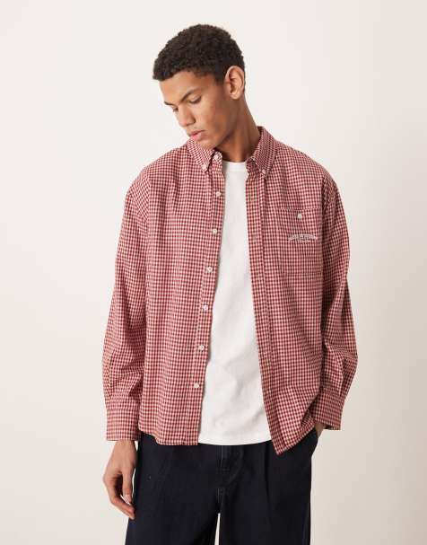 House of Sunny gingham oversized tailored shirt in ruby check - view 1