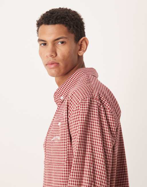 House of Sunny gingham oversized tailored shirt in ruby check, 4 of 5