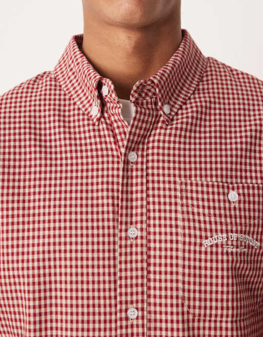House of Sunny gingham oversized tailored shirt in ruby check, 5 of 5