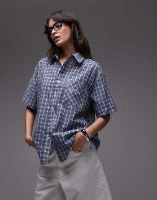 House Of Sunny Grandad Check Button Through Shirt