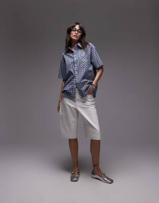 House Of Sunny Grandad Check Button Through Shirt