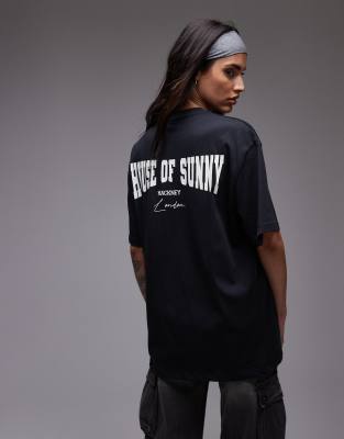 House Of Sunny Hackney Logo Oversized T-shirt In Black
