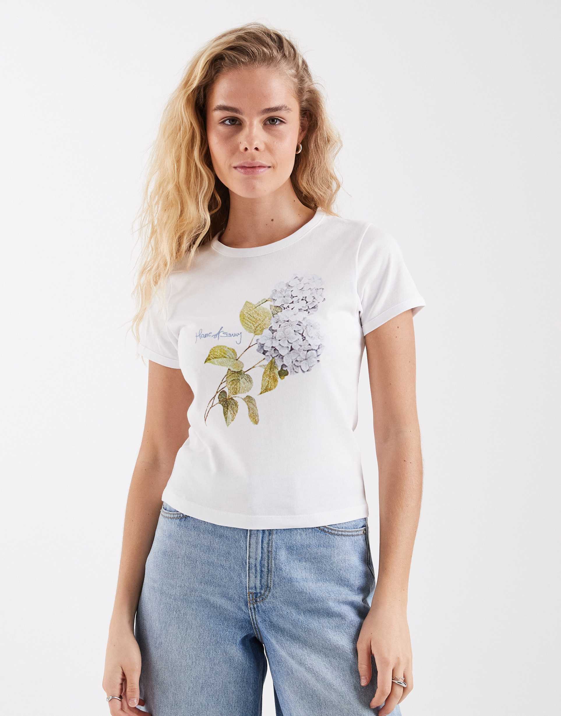 house of sunny hydrangea baby tee in white