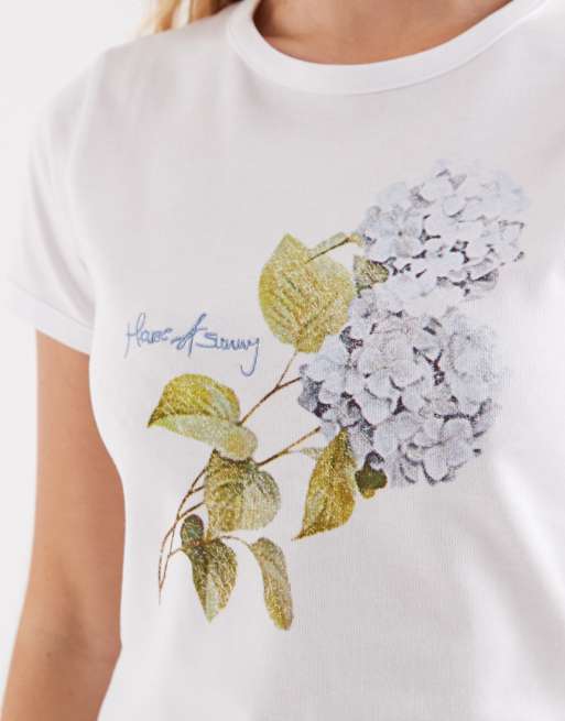 House of Sunny Hydrangea baby tee in white, 2 of 4
