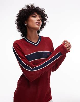 House Of Sunny Joey Open Knit Applique Rugby Top