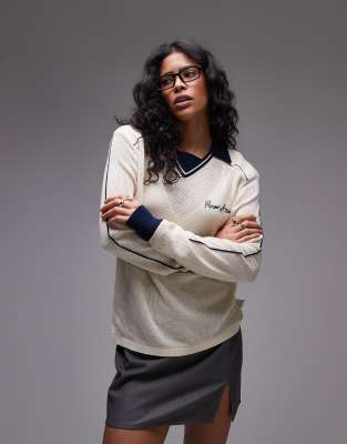 House Of Sunny Keepers Open Knit Rugby Top