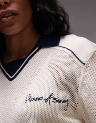 House Of Sunny Keepers Open Knit Rugby Top