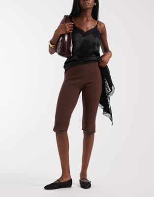 House Of Sunny Knit Capri Pants In Brown