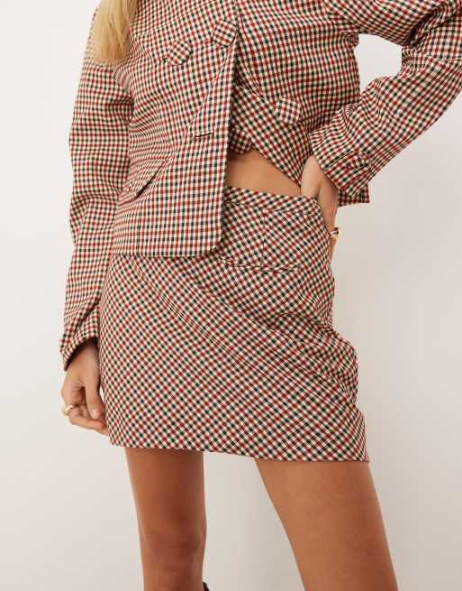 House of Sunny marie plaid a-line mini skirt in red - part of a set, 4 of 5