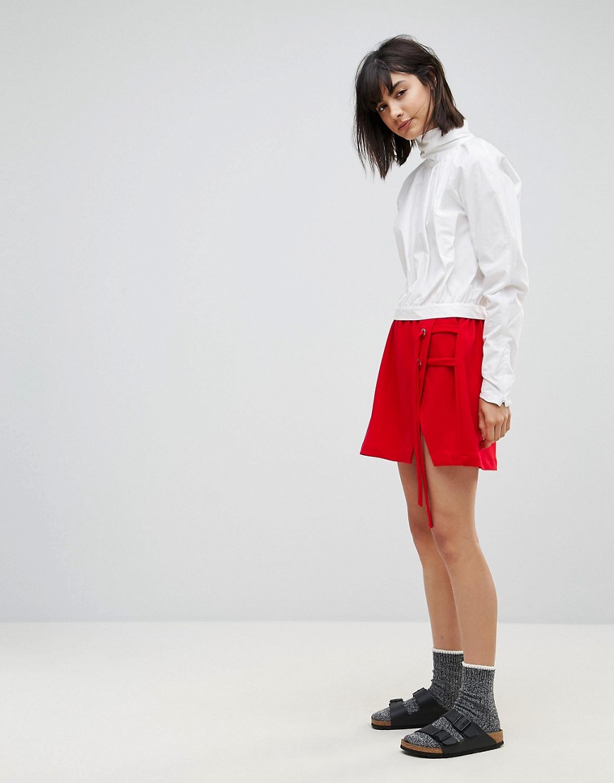 House Of Sunny Mini Skirt With Double Tie Detail-Red