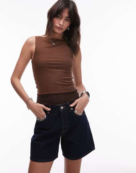 House of Sunny multi layer mesh vest in toffee brown - view 1