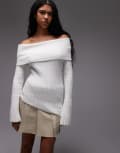 [House of Sunny] House of Sunny off the shoulder chunky rib top in white 6 WHITE