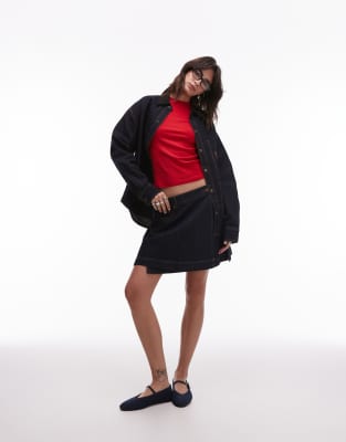 House Of Sunny Pleated Denim Mini Skirt