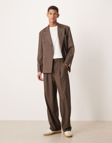 House of Sunny pleated tailored suit pants in espresso brown - part of a set - view 1