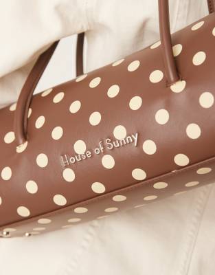 House Of Sunny Polka Dot Shoulder Bag In Brown