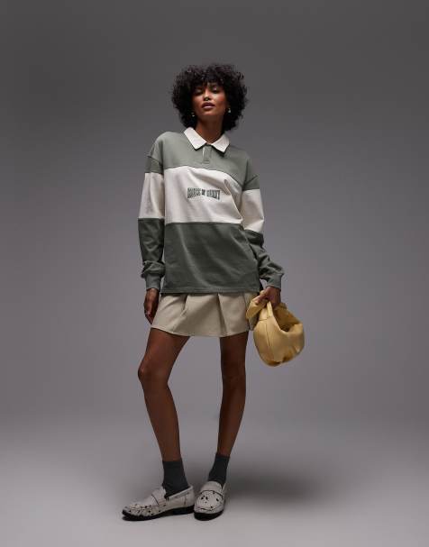 House of Sunny power logo long sleeve rugby top in sage green - view 1