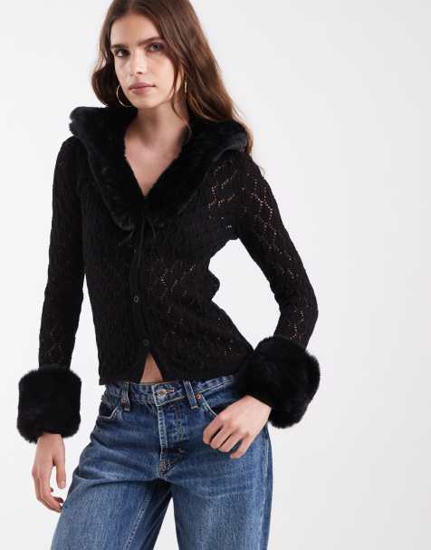 House of Sunny power peggy button up cardigan in black - view 1