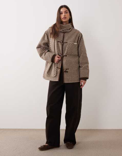 House of Sunny retro blanket jacket with detatchable scarf in multi check - view 1