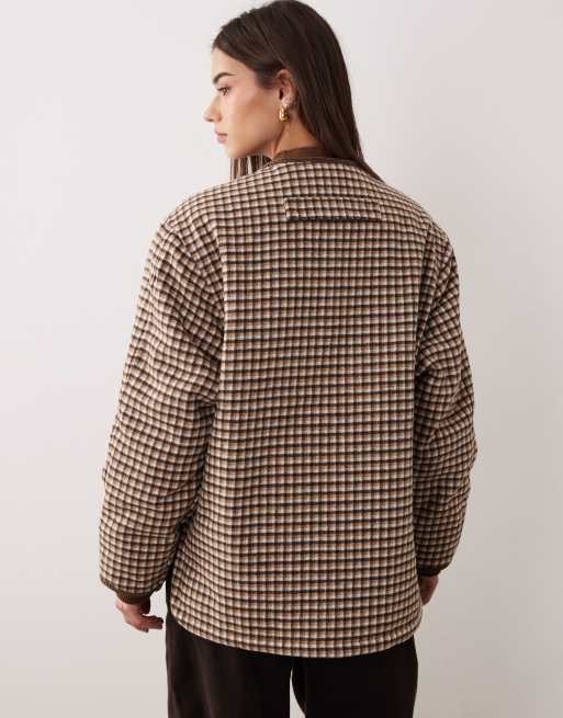 House of Sunny retro blanket jacket with detatchable scarf in multi check, 4 of 4