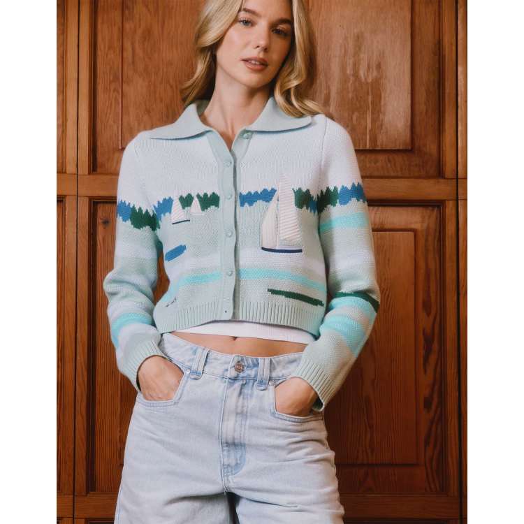 House of Sunny Sail Away Tripper cardigan in aqua blue | ASOS