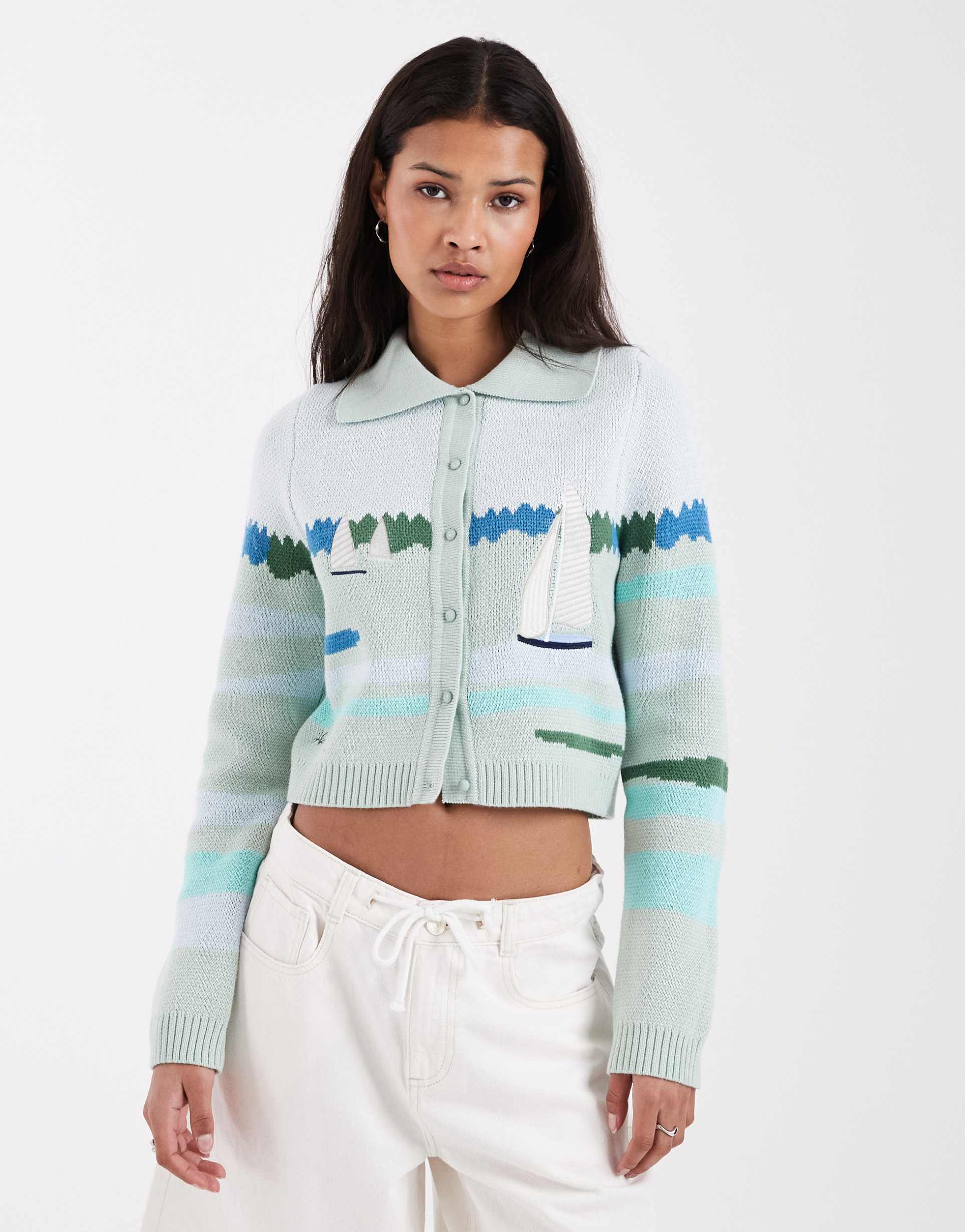 house of sunny sail away tripper cardigan in aqua blue
