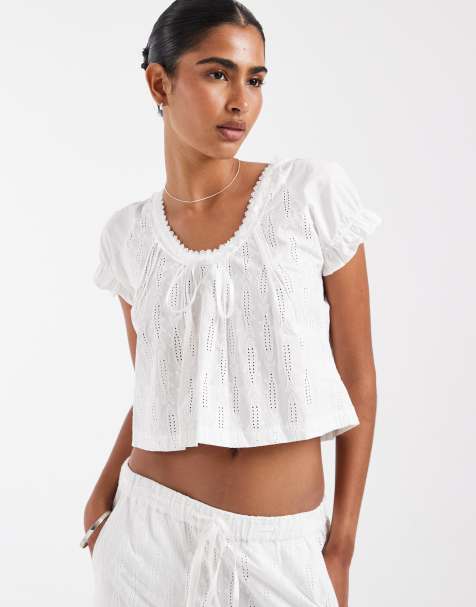House of Sunny Sea breeze floaty scoop neck top in white - view 1