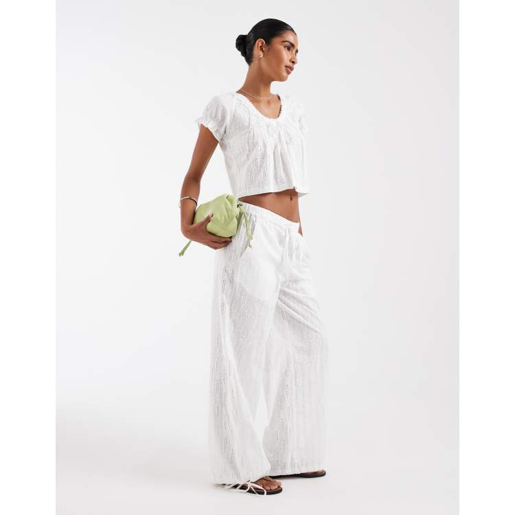 House of Sunny sea breeze sardine embroidered pants in white | ASOS