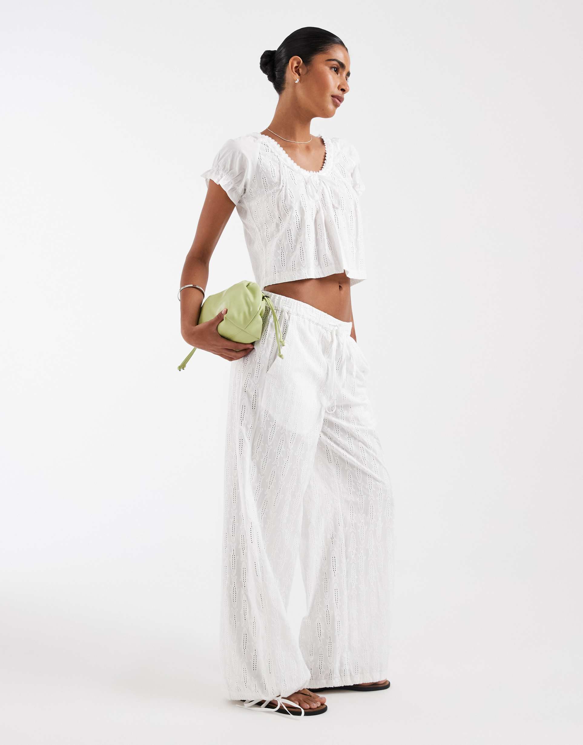 house of sunny sea breeze sardine embroidered pants in white