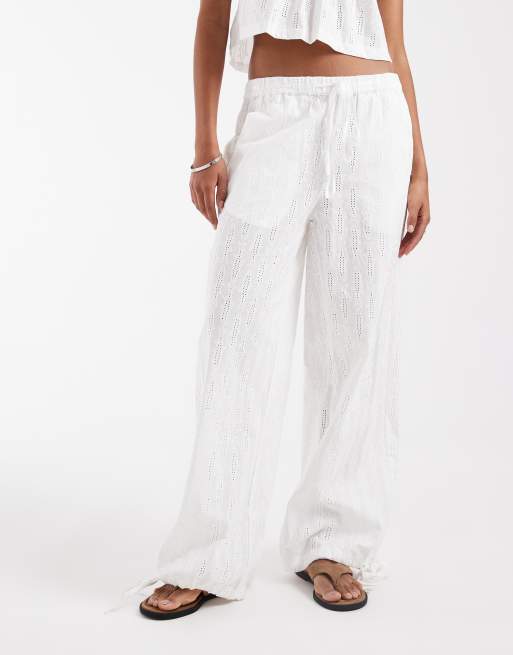 House of Sunny sea breeze sardine embroidered pants in white | ASOS
