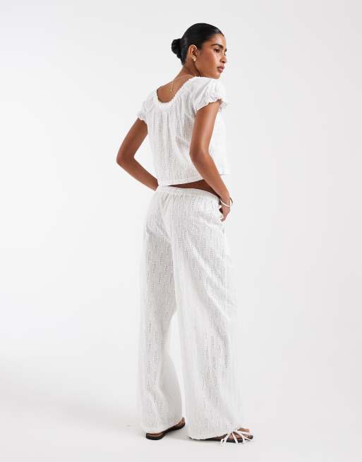 House of Sunny sea breeze sardine embroidered pants in white | ASOS