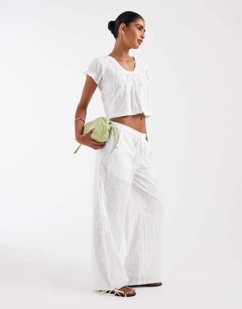 House of Sunny sea breeze sardine embroidered trouser in white - view 1