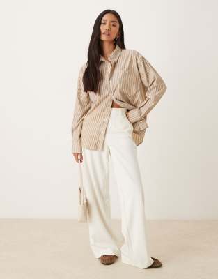 House Of Sunny Striped Oversized Shirt In Neutral