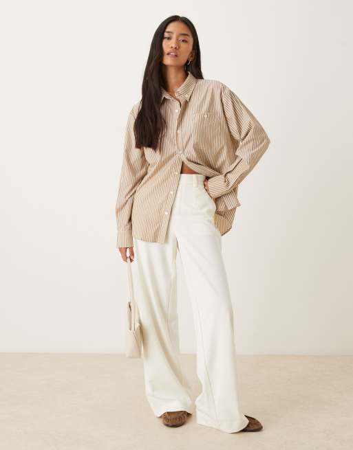 House of Sunny striped oversized shirt in oat , 2 of 4