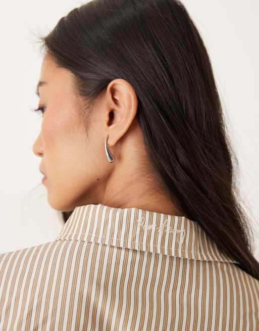 House of Sunny striped oversized shirt in oat , 3 of 4